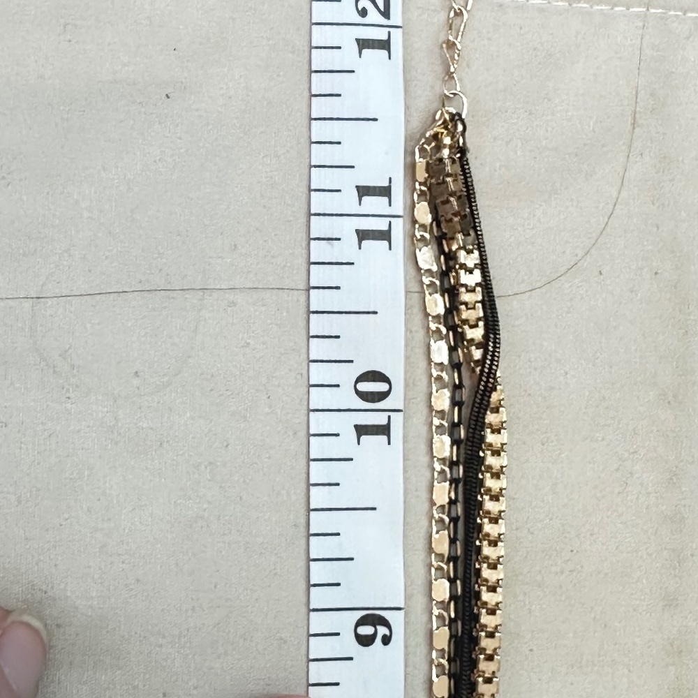 Gold Tone & Black 4 Strand Chain Bracelet/Chocker. EUC - Picture 7 of 14